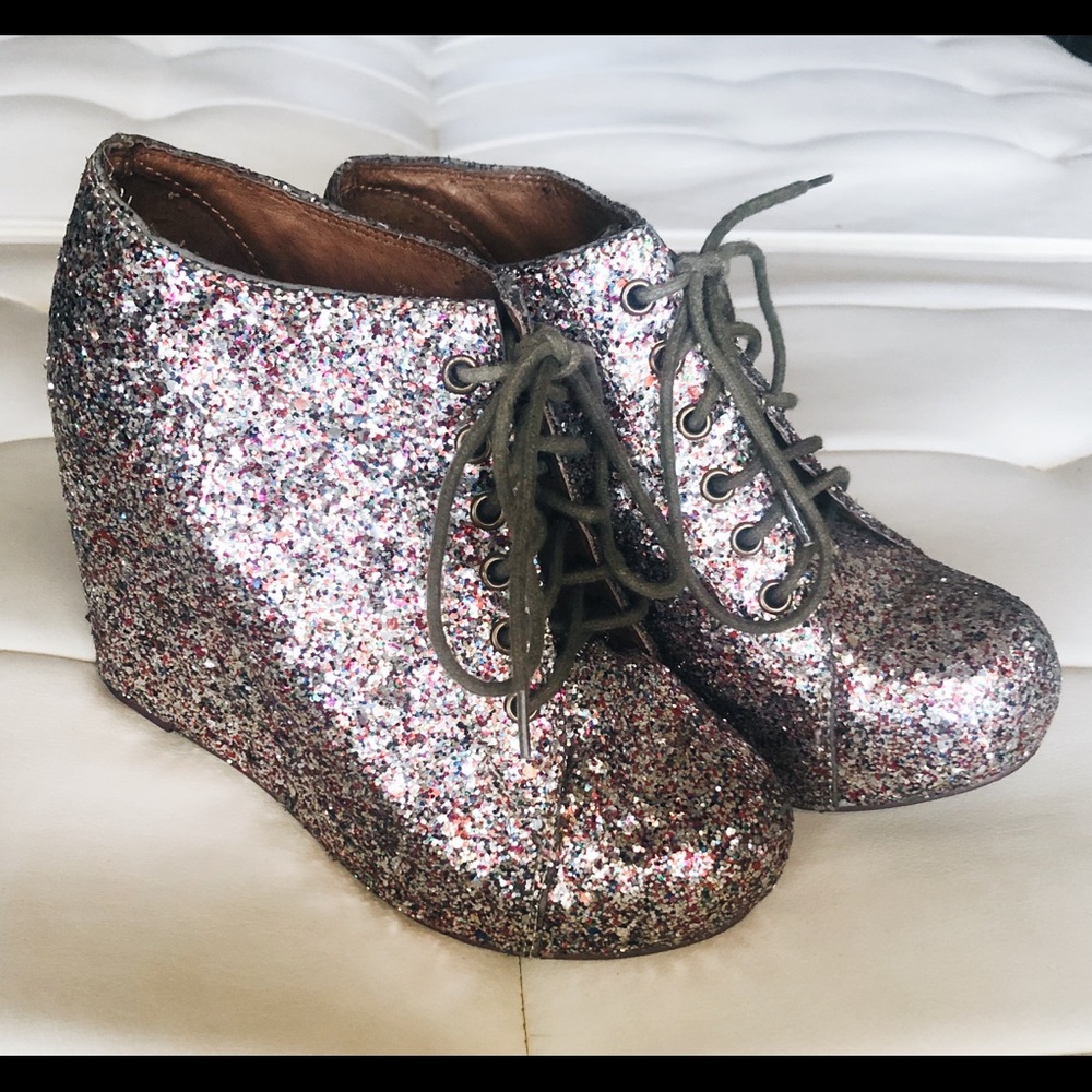 Jeffrey Campbell Glitter Wedge Ankle Bootie - Picture 3 of 7